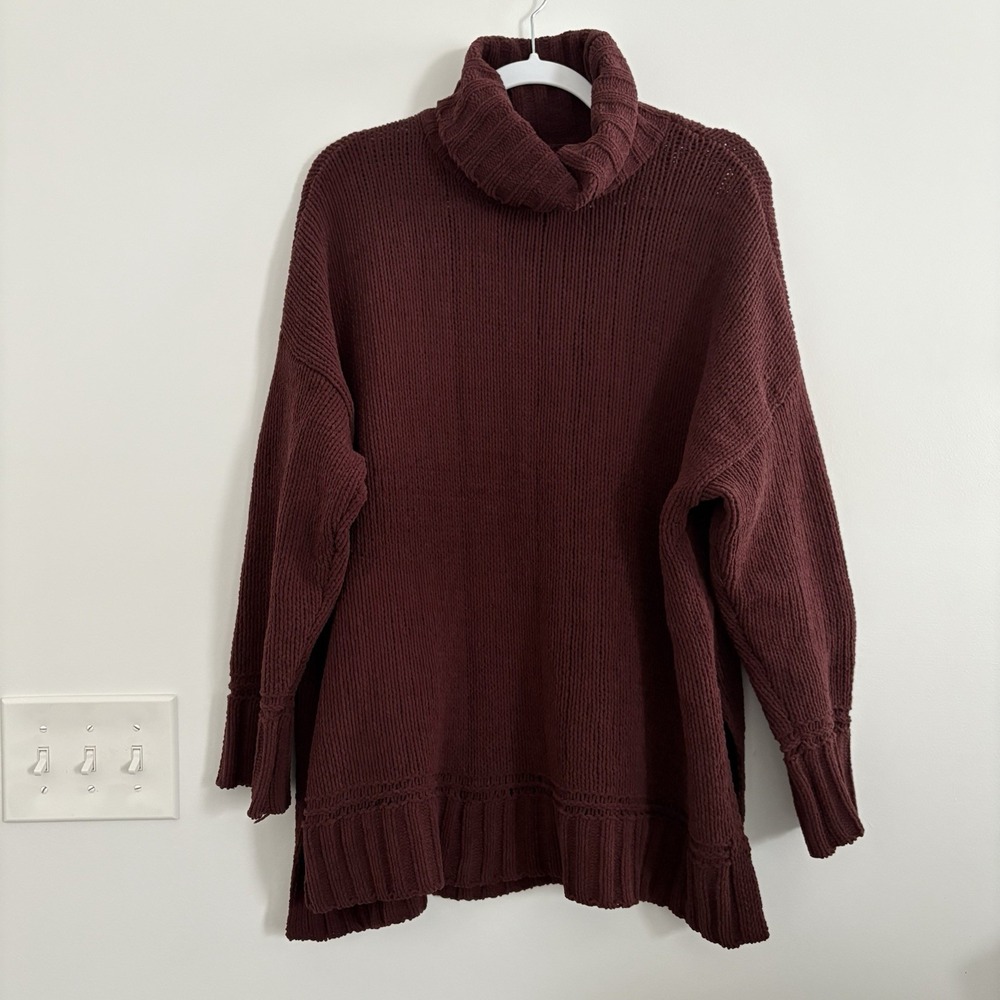 Aerie Women's Turtleneck Oversized BohoFit Sweater/Pullover In‎ Burgundy SzSFitM